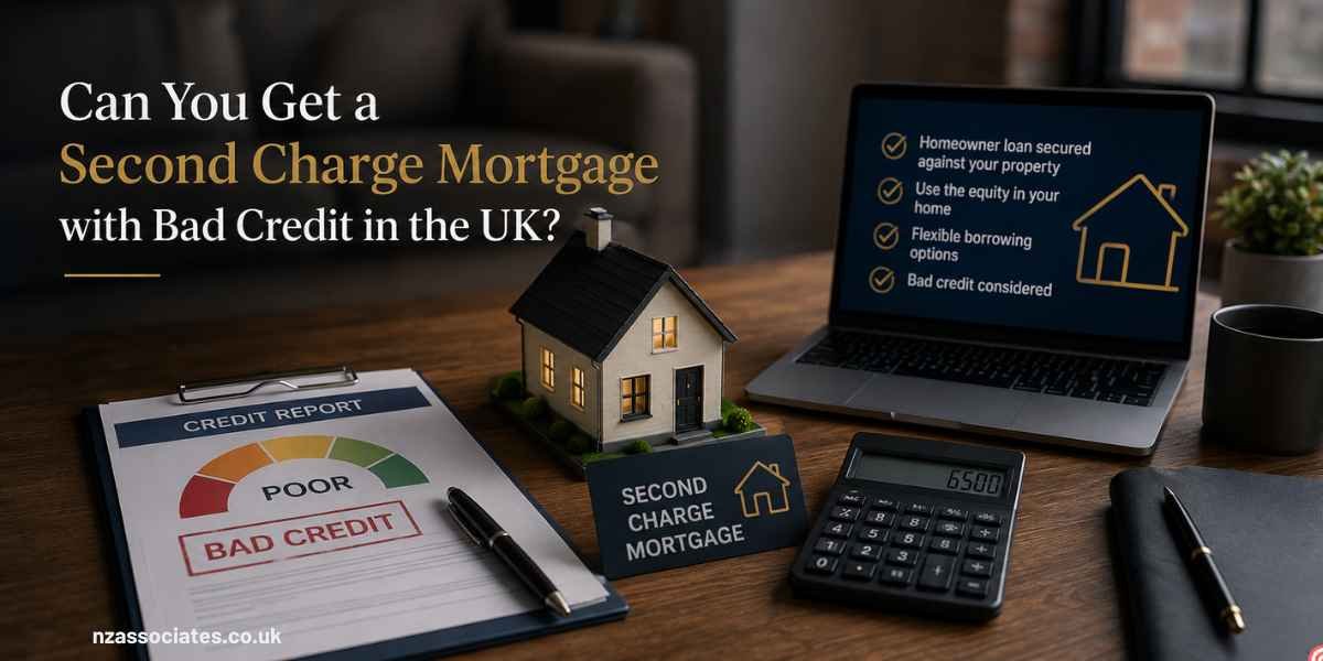 Can You Get a Second Charge Mortgage with Bad Credit in the UK? – Premium UK mortgage concept featuring a second charge mortgage, home equity, bad credit report, affordability calculator, secured borrowing and property ownership.
