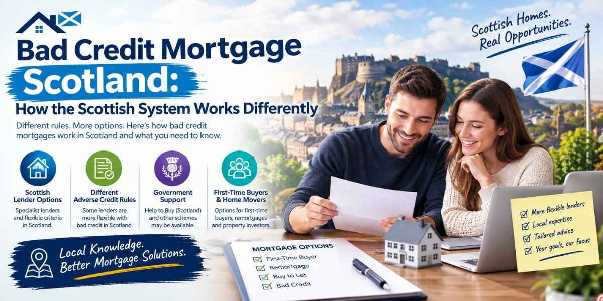 Bad Credit Mortgage Scotland: How the Scottish System Works Differently – UK mortgage guide featuring Scottish mortgage options, adverse credit considerations, specialist lenders, first-time buyers, remortgages and local mortgage expertise.